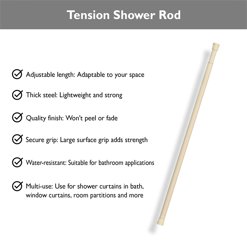 Pemberly Row Classic Adjustable 36-inch to 63-inch Shower Rod in Bone