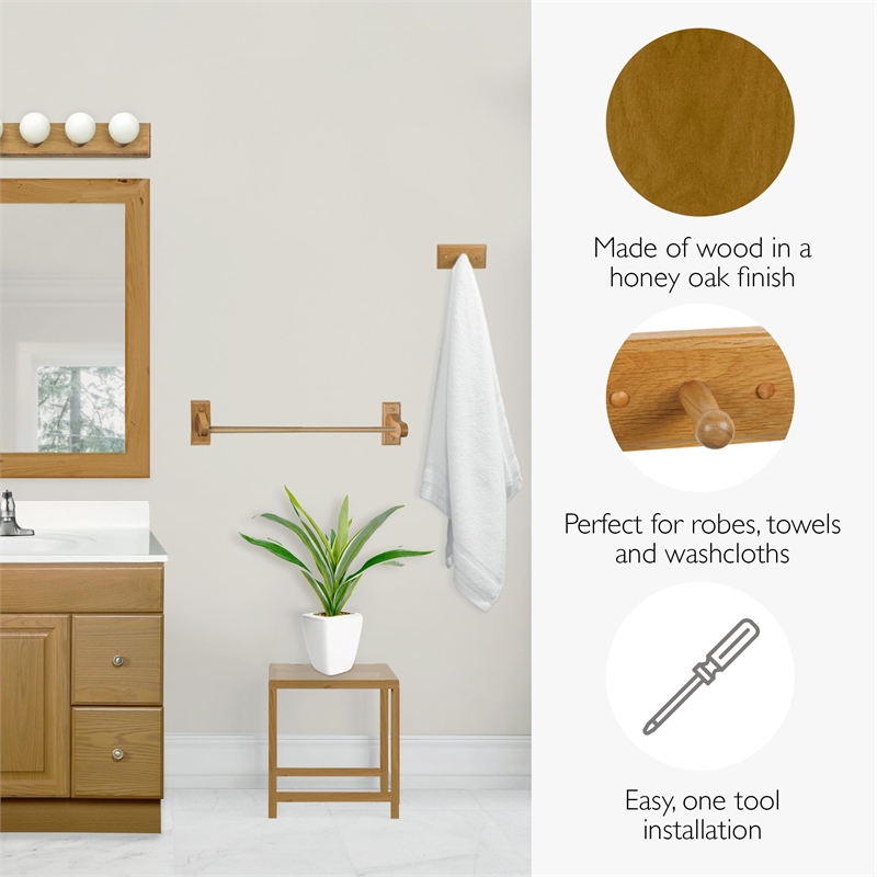 Pemberly Row 4-Piece Wood Bathroom Hardware Kit in Honey Oak