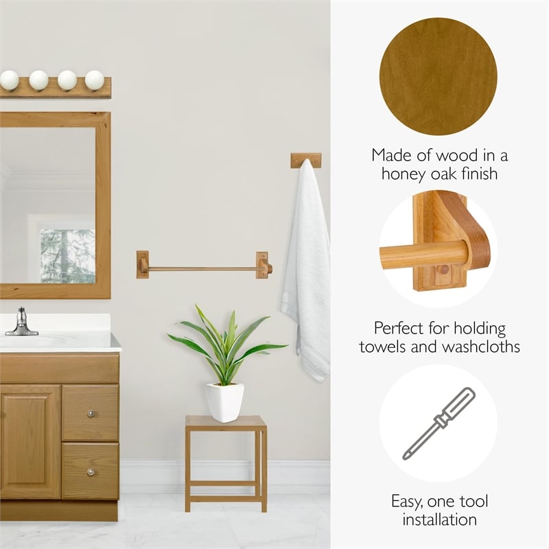 Pemberly Row 4-Piece Wood Bathroom Hardware Kit in Honey Oak