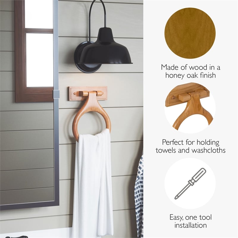 Pemberly Row 4-Piece Wood Bathroom Hardware Kit in Honey Oak