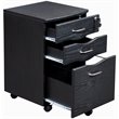 Pemberly Row Contemporary 3 Drawer Mobile File Cabinet in Espresso