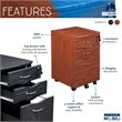 Pemberly Row Contemporary 3 Drawer Mobile File Cabinet in Espresso