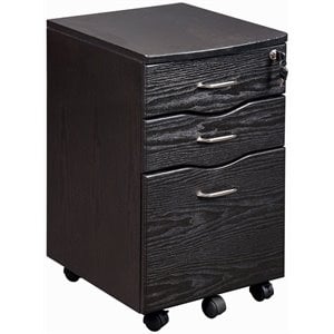 Pemberly Row Contemporary 3 Drawer Mobile File Cabinet in Espresso