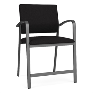 Pemberly Row Reception Waiting 24.5&quot Steel Hip Chair in Charcoal and Black