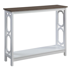 Pemberly Row Omega Console Table in White and Driftwood Brown Wood