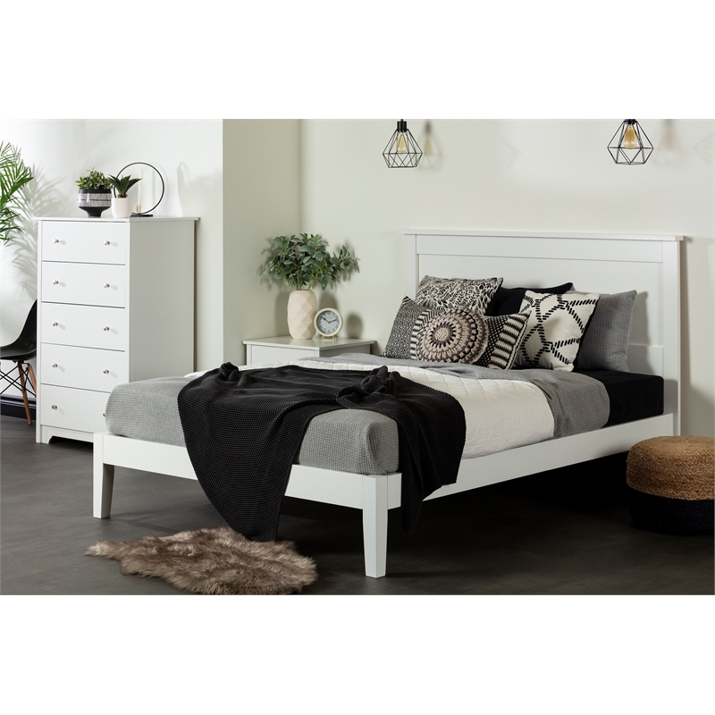 Pemberly Row Contemporary Wood Nightstand in Pure White Finish
