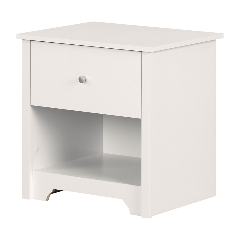 Pemberly Row Contemporary Wood Nightstand in Pure White Finish