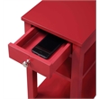 Pemberly Row Three Tier End Table With Drawer in Red Wood Finish