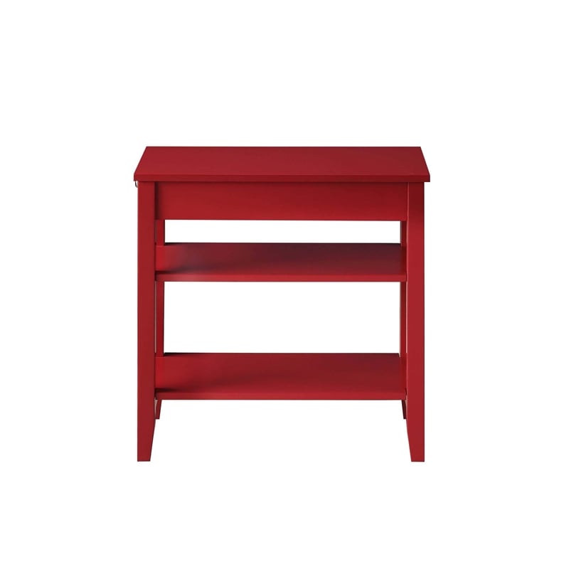 Pemberly Row Three Tier End Table With Drawer in Red Wood Finish