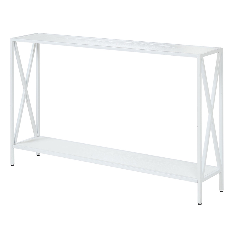 Pemberly Row Console Table in White Wood Finish and Metal Frame