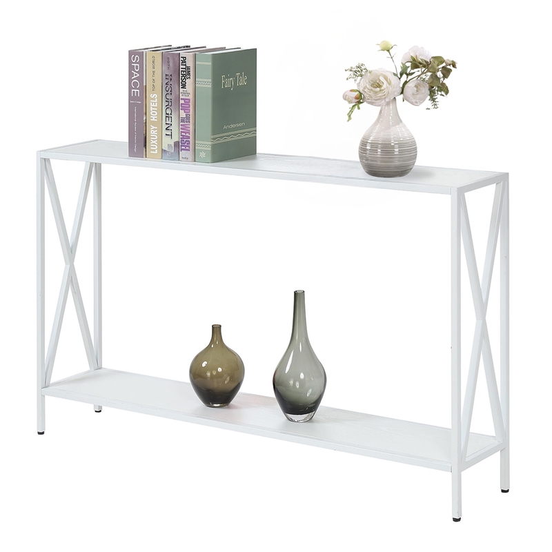 Pemberly Row Console Table in White Wood Finish and Metal Frame