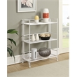 Pemberly Row Transitional Three-Tier Wide Folding Shelf in White Metal