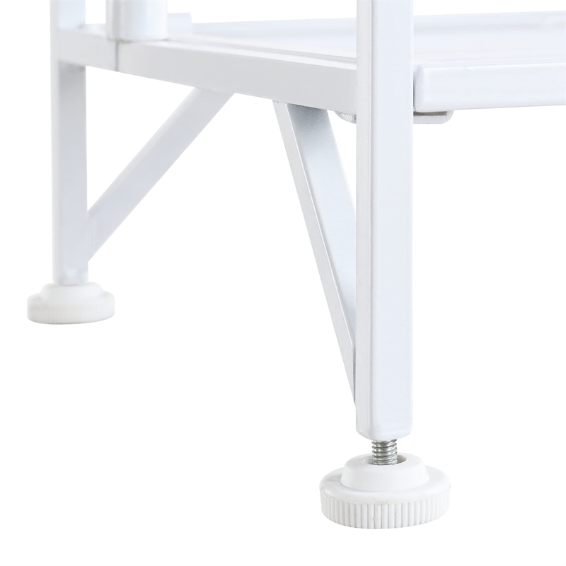 Pemberly Row Transitional Three-Tier Wide Folding Shelf in White Metal