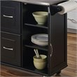 Pemberly Row Wood Kitchen Cart with Stainless Steel Top in Black