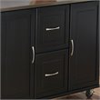 Pemberly Row Wood Kitchen Cart with Stainless Steel Top in Black