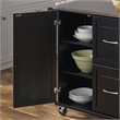 Pemberly Row Wood Kitchen Cart with Stainless Steel Top in Black