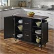 Pemberly Row Wood Kitchen Cart with Stainless Steel Top in Black