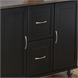 Pemberly Row Wood Kitchen Cart with Stainless Steel Top in Black
