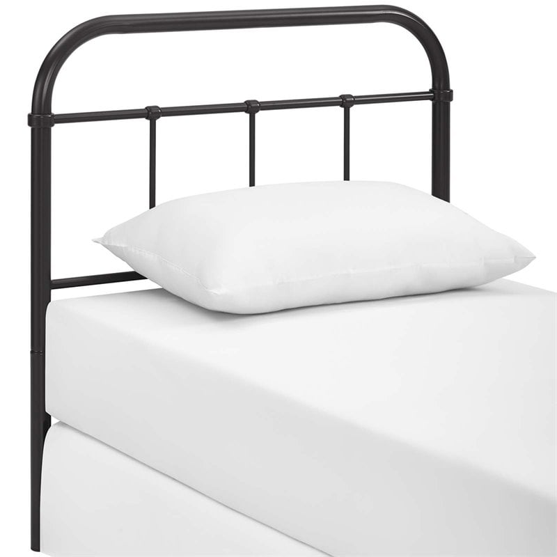 Pemberly Row Twin Powder Coated Steel Headboard in Brown Finish