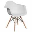Pemberly Row Contemporary Plastic Chair With Wood Base In White