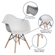 Pemberly Row Contemporary Plastic Chair With Wood Base In White