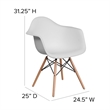 Pemberly Row Contemporary Plastic Chair With Wood Base In White