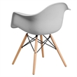 Pemberly Row Contemporary Plastic Chair With Wood Base In White