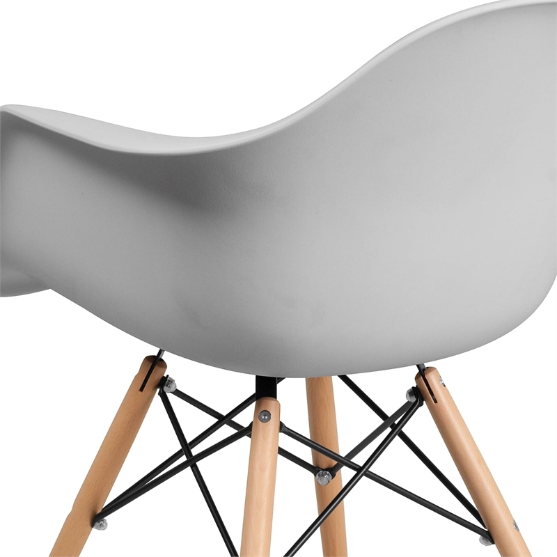 Pemberly Row Contemporary Plastic Chair With Wood Base In White