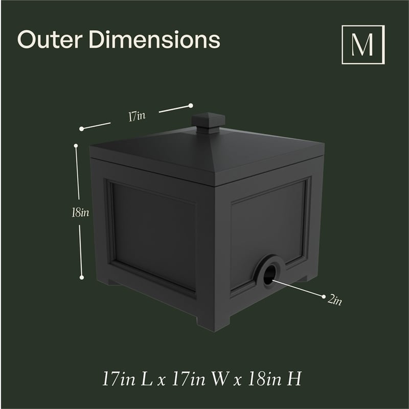 Pemberly Row Traditional Plastic Garden Hose Bin in White Finish