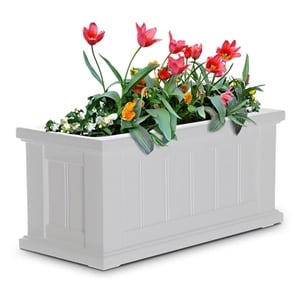 Pemberly Row 24x11 Weatherproof Coastal Plastic Planter in White