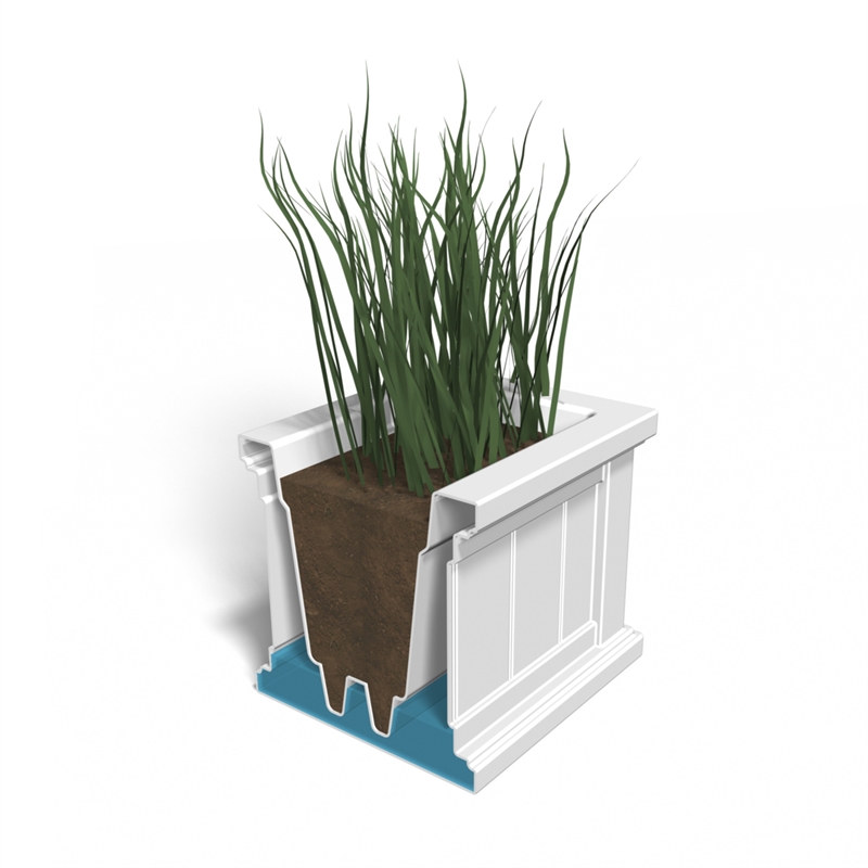 Pemberly Row 24x11 Weatherproof Coastal Plastic Planter in White
