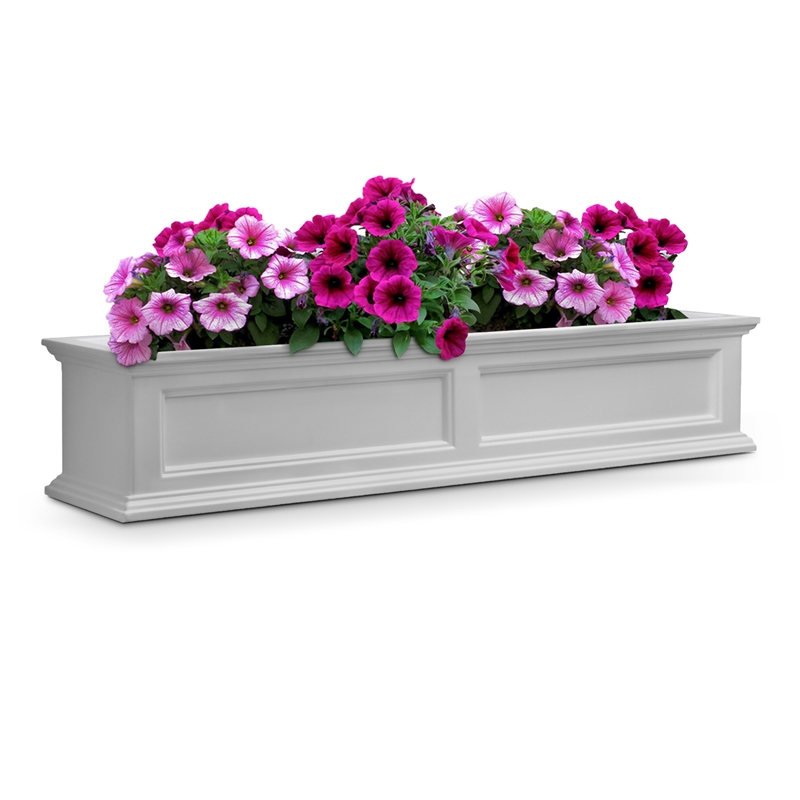 Pemberly Row 5ft Traditional Plastic Window Box in White Finish