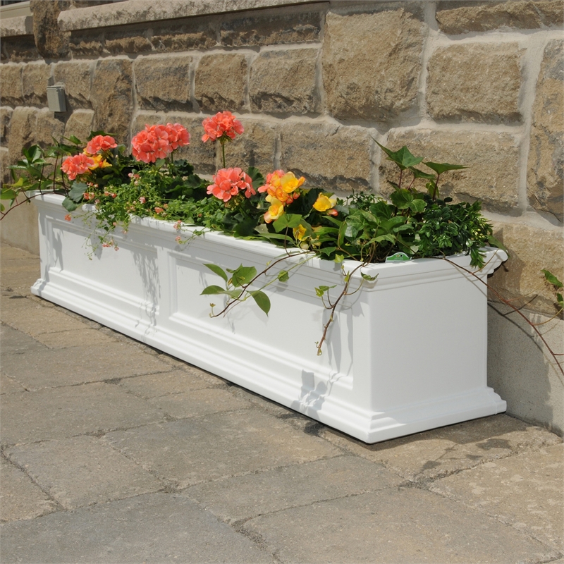 Pemberly Row 5ft Traditional Plastic Window Box in White Finish