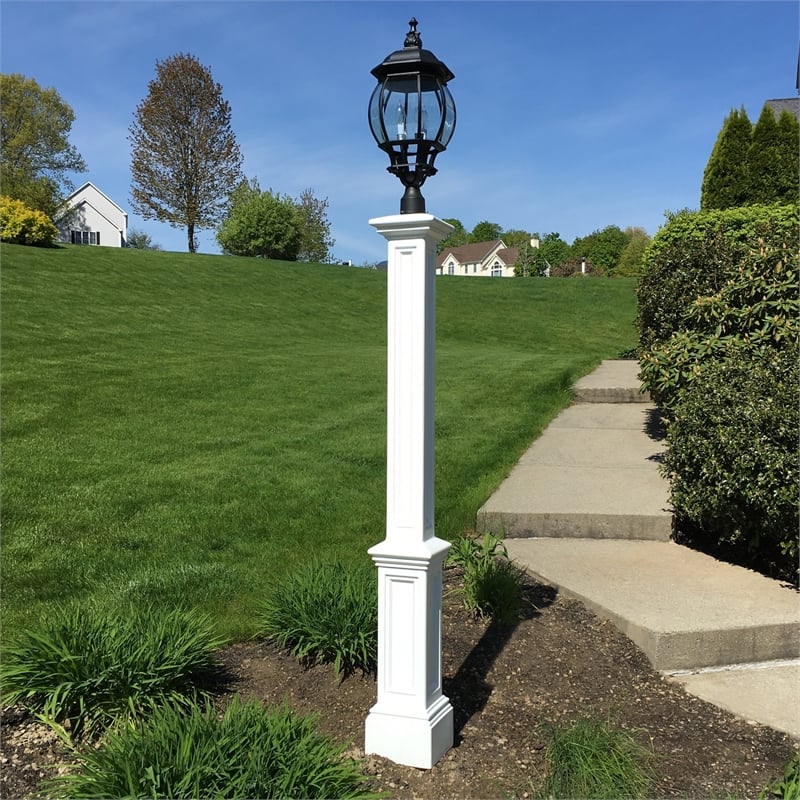Pemberly Row Traditional Plastic Lamp Post without Mount in White