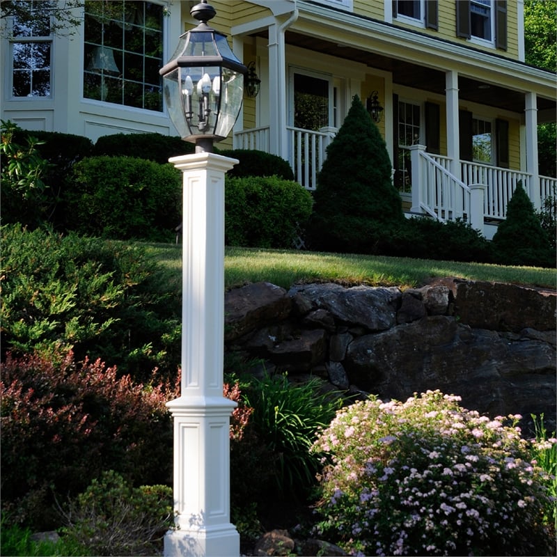 Pemberly Row Traditional Plastic Lamp Post without Mount in White