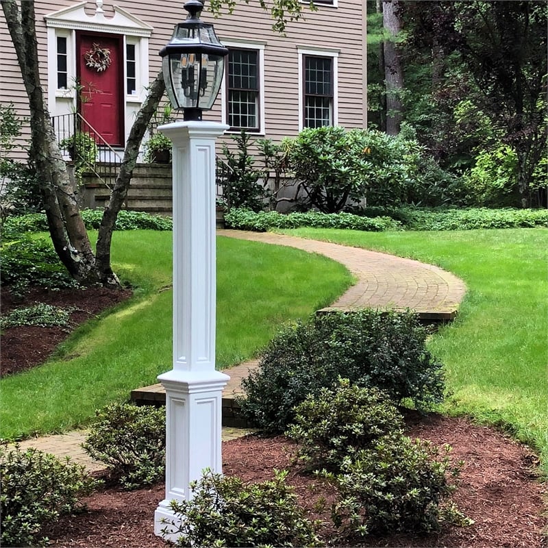 Pemberly Row Traditional Plastic Lamp Post without Mount in White