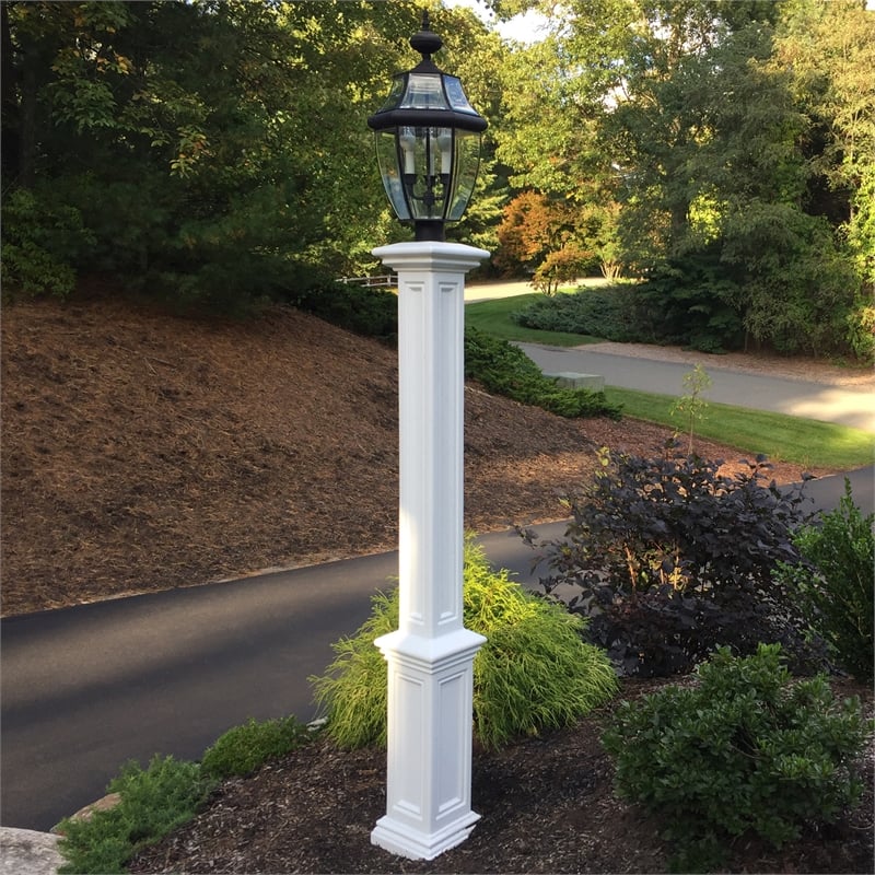 Pemberly Row Traditional Plastic Lamp Post without Mount in White
