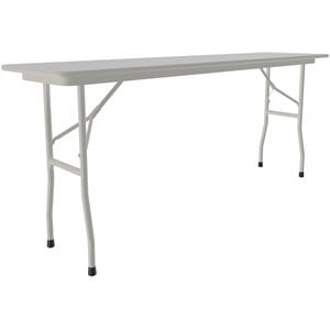 Pemberly Row18&quotW x 72&quotD Melamine Top Folding Table in Gray Granite