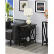 Pemberly Row Espresso Wood & Black Frame Flip Top End Table w/ Charging Station