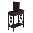 Pemberly Row Espresso Wood & Black Frame Flip Top End Table w/ Charging Station
