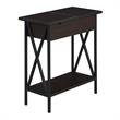 Pemberly Row Espresso Wood & Black Frame Flip Top End Table w/ Charging Station
