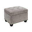 Pemberly Row Storage Ottoman in Beige Light Taupe Velvet Fabric