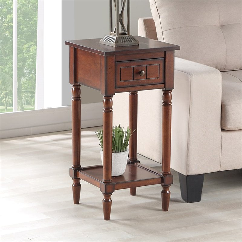 Pemberly Row End Table Nightstand Bedside Square in Wood - Mahogany