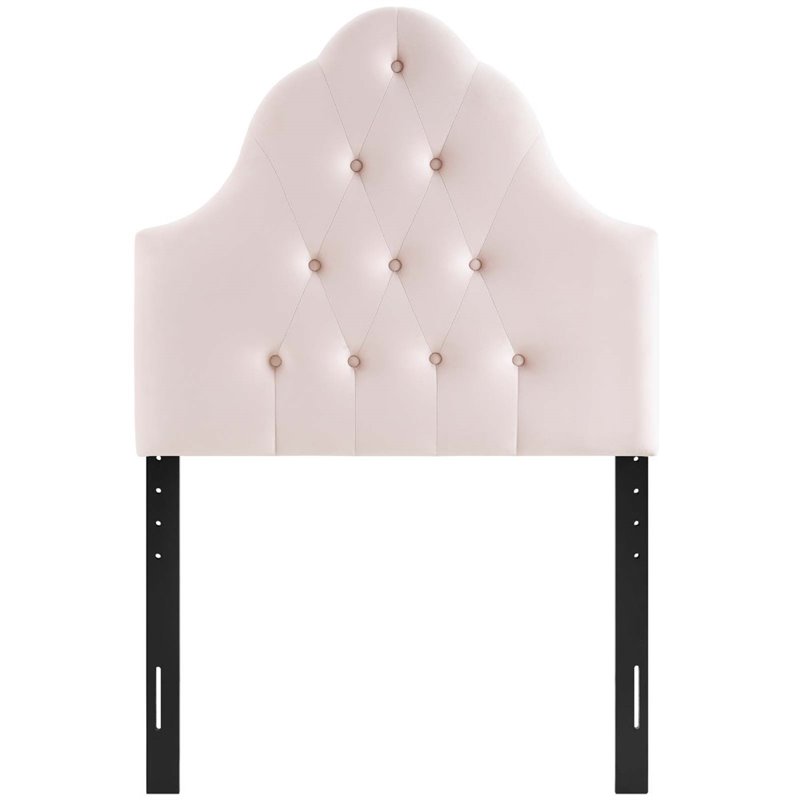 Pemberly Row Twin Diamond Tufted Performance Velvet Headboard in Pink