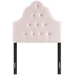 Pemberly Row Twin Diamond Tufted Performance Velvet Headboard in Pink