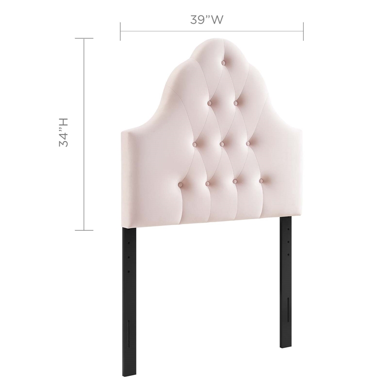 Pemberly Row Twin Diamond Tufted Performance Velvet Headboard in Pink