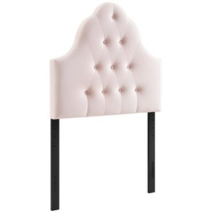Pemberly Row Twin Diamond Tufted Performance Velvet Headboard in Pink