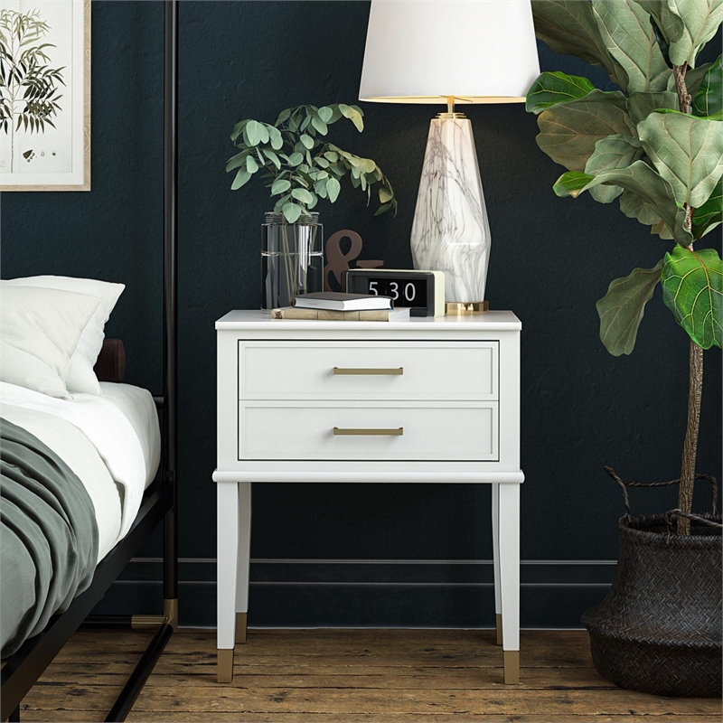 Pemberly Row Engineered Wood Contemporary End Table in White