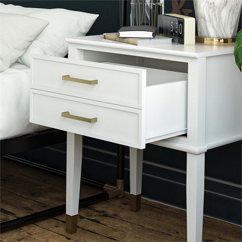 Pemberly Row Engineered Wood Contemporary End Table in White