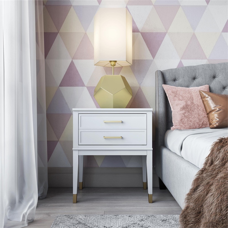 Pemberly Row Engineered Wood Contemporary End Table in White